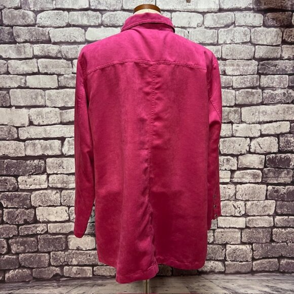 Chico's Design Raspberry Colored Button Down Blouse Size XL - Picture 5 of 8